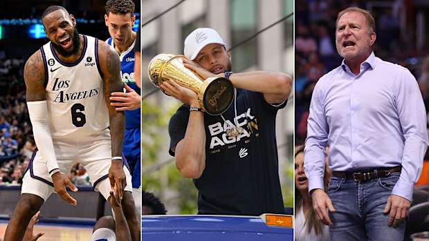 LeBron James, Stephen Curry and Robert Sarver